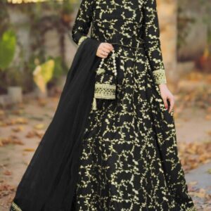 Stunning Black Silk Embroidered Lehenga Set – 4 Pcs Ensemble