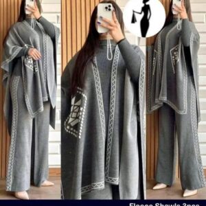 3 Pcs Women’s Stitched Fleece Printed Tracksuit