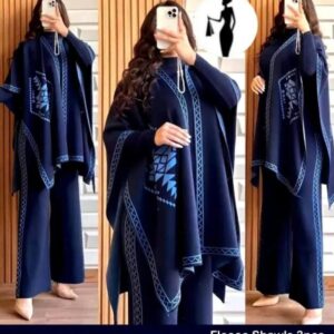 3 Pcs Women’s Stitched Fleece Printed Tracksuit