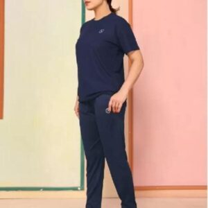Stylish Printed Tracksuit Set – 2 Pcs Blue Micro Interlock