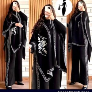 3 Pcs Women’s Stitched Fleece Printed Tracksuit