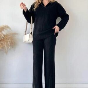 Winter Arrival Zipper Highneck Dropshoulder Track Suit 2PCs