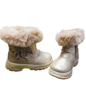 Stylish Girl’s Golden Rubber Boots – 1 Pair for Ages 3-8