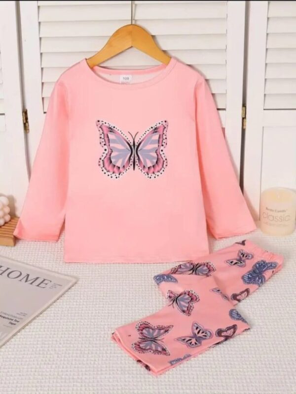 2 Pcs Girl's New Doll Brand Printed Shirt And Trouser