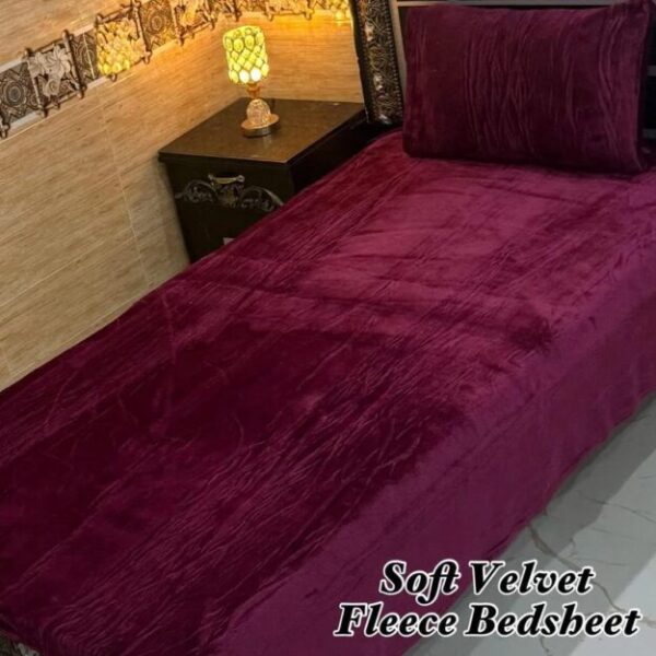 2 Pcs Fleece Plain Single Bedsheet
