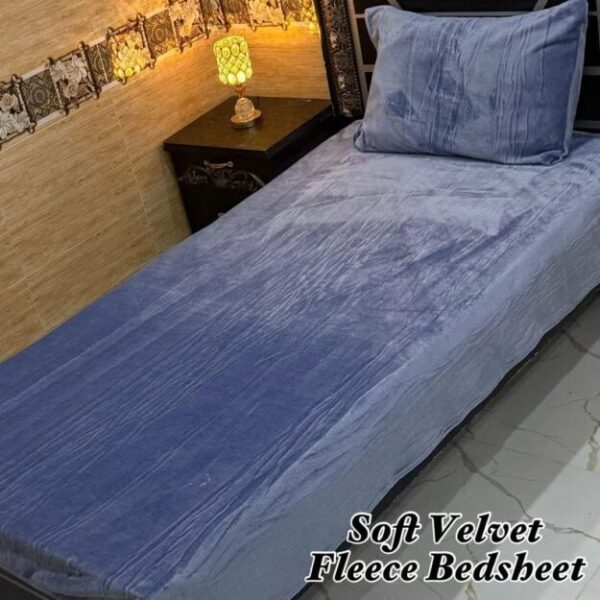2 Pcs Fleece Plain Single Bedsheet