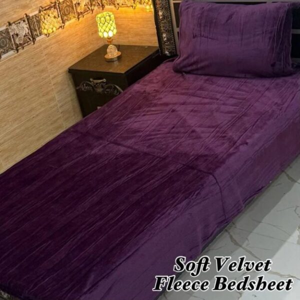 2 Pcs Fleece Plain Single Bedsheet