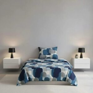 Modern Geometric Blue Cotton Bedsheet Set-BS01