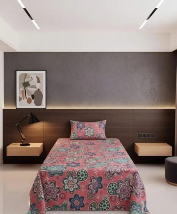 Elegant Floral Mandala Pink Cotton Bedsheet Set-BS02