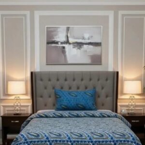 Majestic Blue Diamond Pattern – cotton Bedsheet Set-BS13