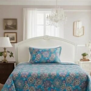 Crimson Geometric Elegance – cotton Bedsheet Set-BS11
