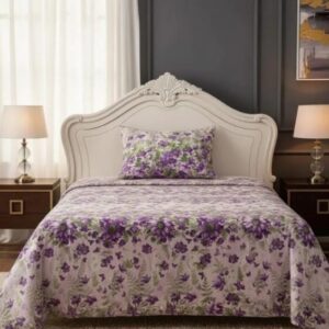 Purple Petals Paradise –cotton Bedsheet Set-BS07