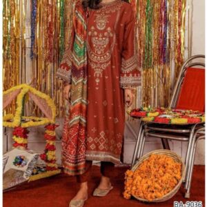 2 Pcs Women’s Unstitched Embroidered Suit