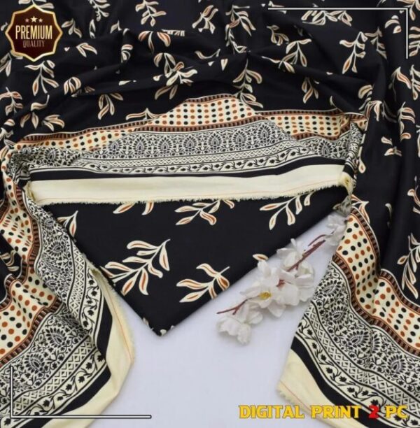 2 Pcs Women's Unstitched Printed winter Suit