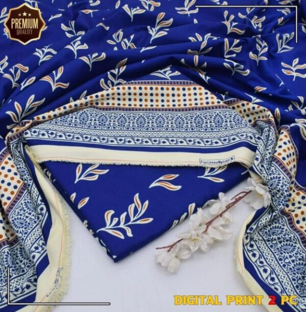 2 Pcs Women's Unstitched Printed winter Suit