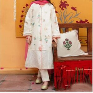 3 Pcs Girl’s Dhanak Embroidered Unstitched Suit