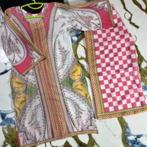 2 Pcs Girl’s Lawn Printed Shirt And Trouser Suit