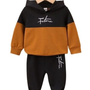 2 Pcs Boy’s Micro Printed Hoodie Tracksuit