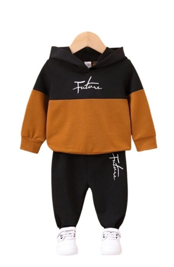 2 Pcs Boy's Micro Printed Hoodie Tracksuit