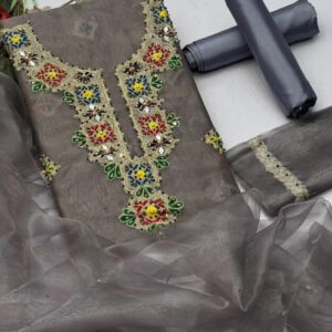 3 Pcs Women’s Unstitched Tissue Embroidered Suit