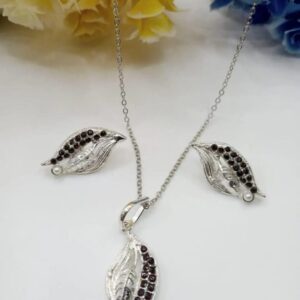 Leaf Design Silver Plated Artificial Stones Artificial Set
