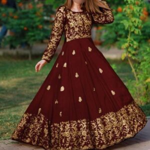 2 Pcs Women’s Stitched Shamoz Silk Zari Tilla Embroidered Maxi