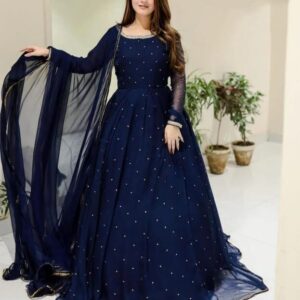 3 Pcs Women’s Stitched Chiffon Patch Work Maxi Suit