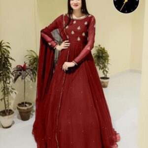 3 Pcs Women’s Stitched Chiffon Embroidered Maxi Suit