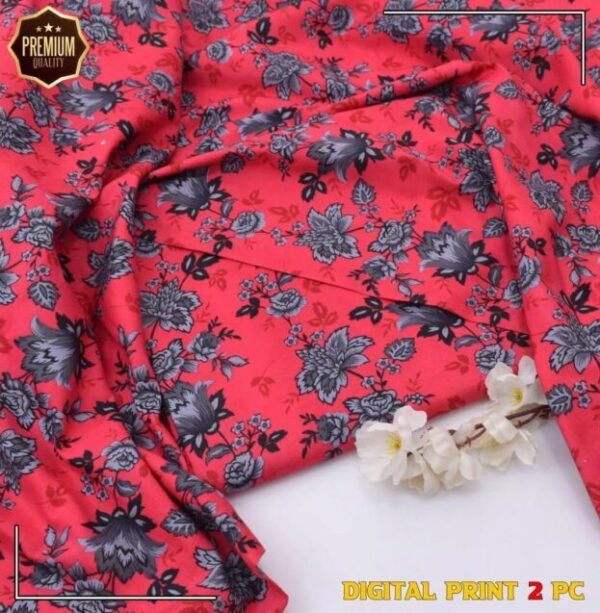 2 Pcs Women's Unstitched Printed winter Suit