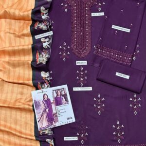 3 Pcs Women’s Unstitched Embroidered Suit