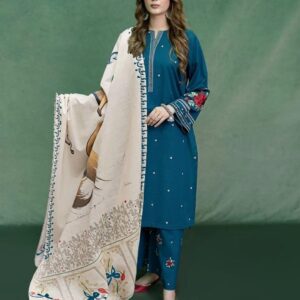 3 Pcs Women’s Unstitched Embroidered Suit