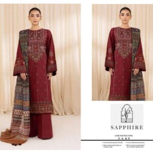 3 Pcs Women’s Unstitched Embroidered Suit
