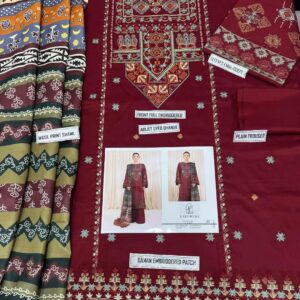3 Pcs Women’s Unstitched Embroidered Suit