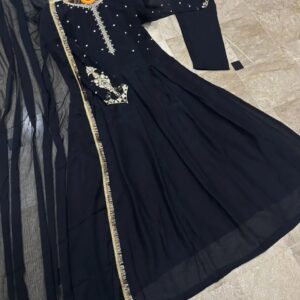 3 Pcs Women’s Stitched Chiffon Embroidered Frock