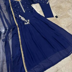 3 Pcs Women’s Stitched Chiffon Embroidered Frock