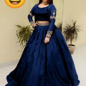 3 Pcs Women’s Stitched Shamoz Silk Plain Gown Suit