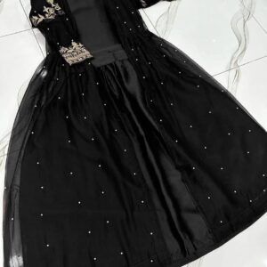 3 Pcs Women’s Stitched Shamoz Silk Plain Gown Suit