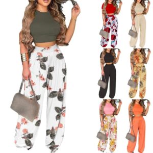 Printed Two-Piece Short-Sleeved Casual Suit for Women