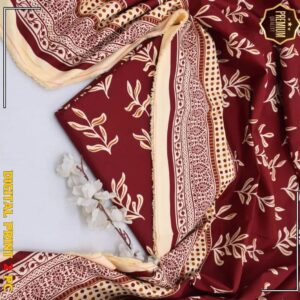 2 Pcs Women’s Unstitched winter Printed Suit