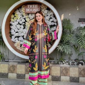 2 Pcs Women’s Stitched Khaddar Printed Shirt And Trouser