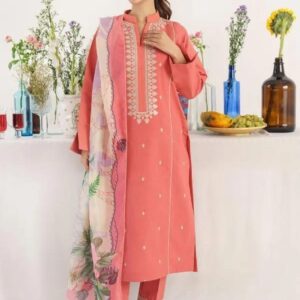 3 Pcs Women’s Unstitched Embroidered Suit