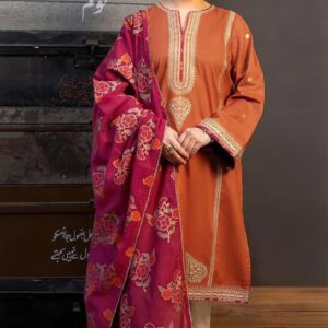 3 Pcs Women’s Unstitched Embroidered Suit