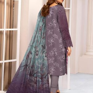 Elegant Purple Linen Suit with Chikankari Embroidered Accents