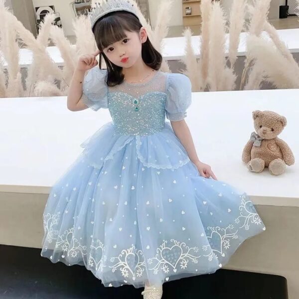 Girls Elsa Princess Dress Summer Dress