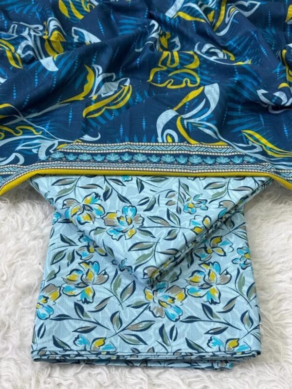 3 Pcs Women's Unstitched Digital Print Suit