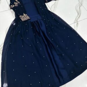 3 Pcs Women’s Stitched Shamoz Silk Plain Gown Suit