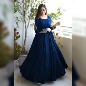 3 Pcs Women’s Stitched Shamoz Silk Plain Gown Suit