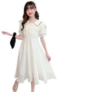 Girls Dress 2024 Summer New Little Girl Princess Dress Medium and Large Children Sweet and Fashionable