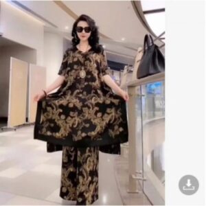 Lady Printed Wide Leg Pants Set Women’s