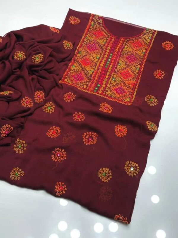 2 Pcs Women's Unstitched Hand Work Suit